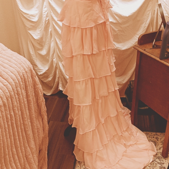 Source Unknown Blush Ruffled Prom Gown - Picture 4 of 14